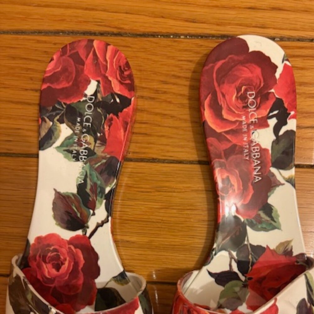 Dolce and Gabbana Floral Slides w/ Log Cutout, Sz 9, NIB - Picture 6 of 12